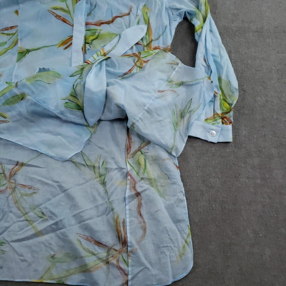 Ala Von‎ Auersperg Shirt Dress Womens XL Blue Botanical Belted Tunic 100% Cotton - Picture 8 of 10